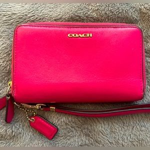 Coach wristlet wallet in hot pink